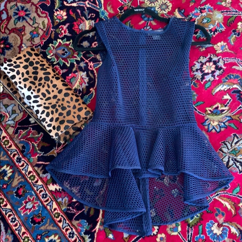 Gracia peplum top sleeveless Small navy